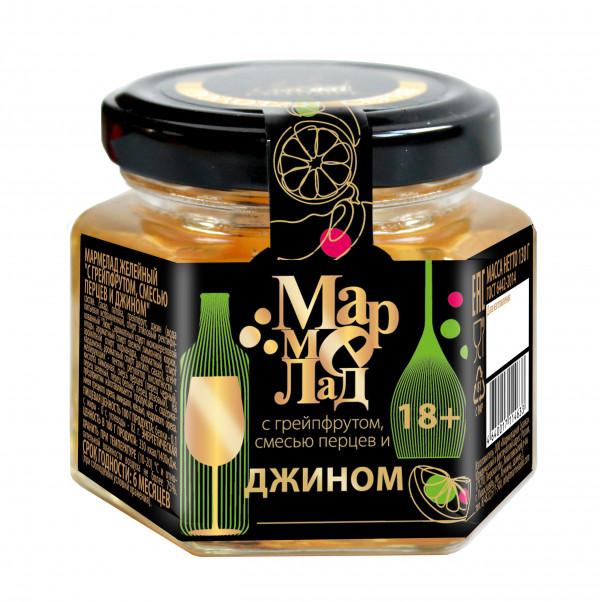 №2 Мармелад в банке "С грейпфрутом, смесью перцев и джином" 130г (18+)  в Великих Луках